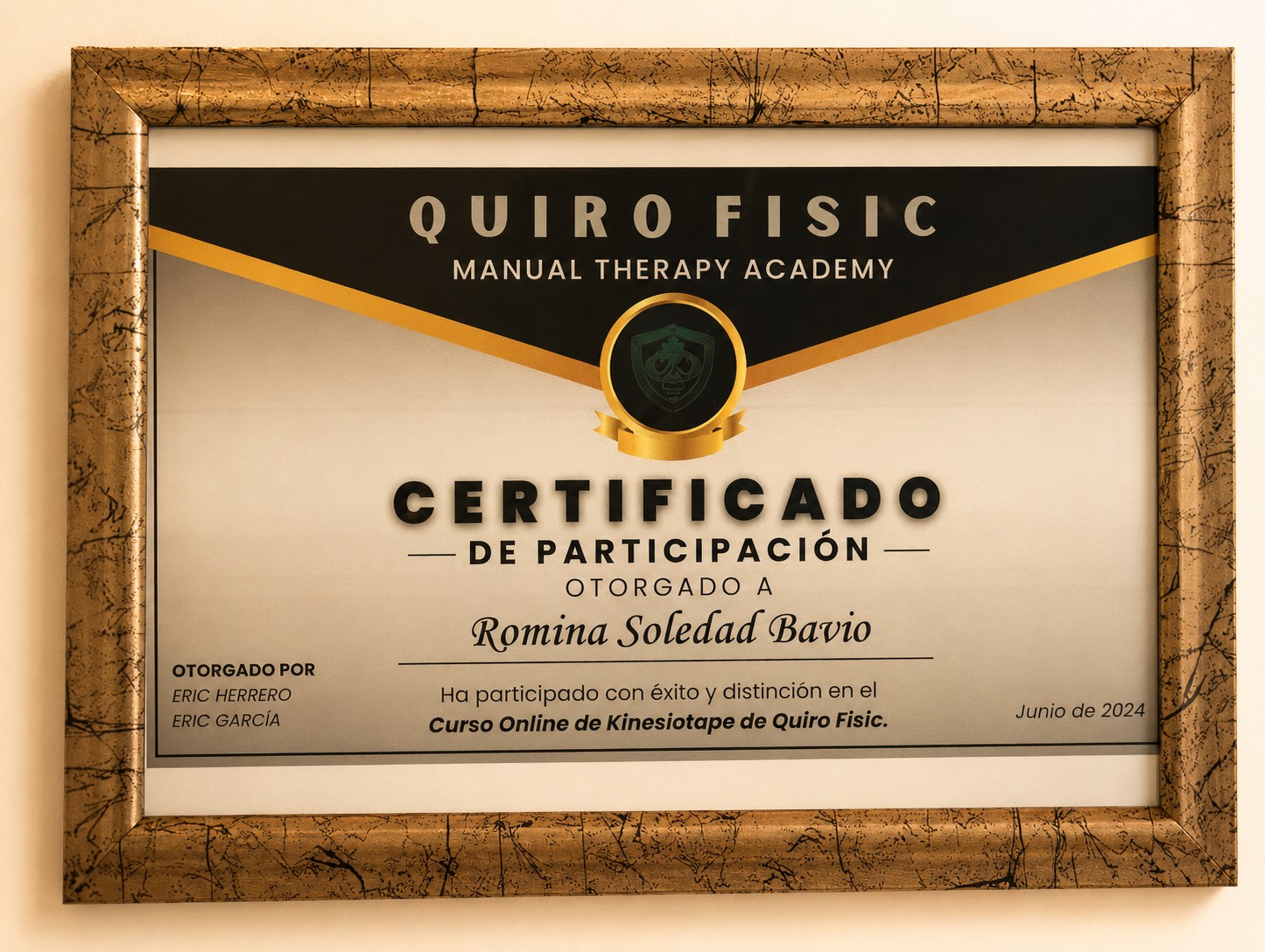 Certificado de curso en Kinesiotape